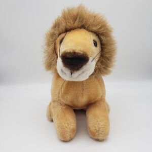 Vintage 10" Tan Orange Brown Plush Stuffed Animal Circa 1989 Lion w/ Mane & Tail